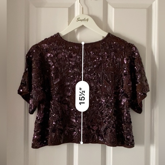DKNY 100% SILK Vintage Embroidered Beaded Brown Mini Sweater Coat - Picture 4 of 6
